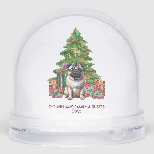 Personalized Pug Dog Christmas Sneeuwbol (Achterkant)