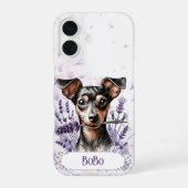 Personalized Pup Phone Case – Min Pin iPhone 16 Hoesje (Achterkant)