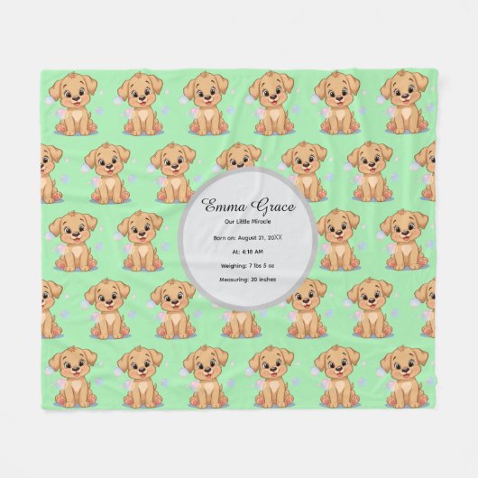 Personalized Puppy Baby Blanket  Fleece Deken (Voorkant (Horizontaal))