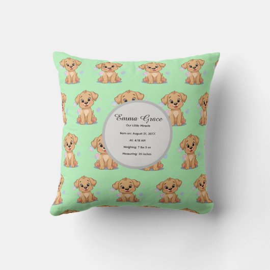 Personalized Puppy Birth Pillow Kussen (Achterkant)