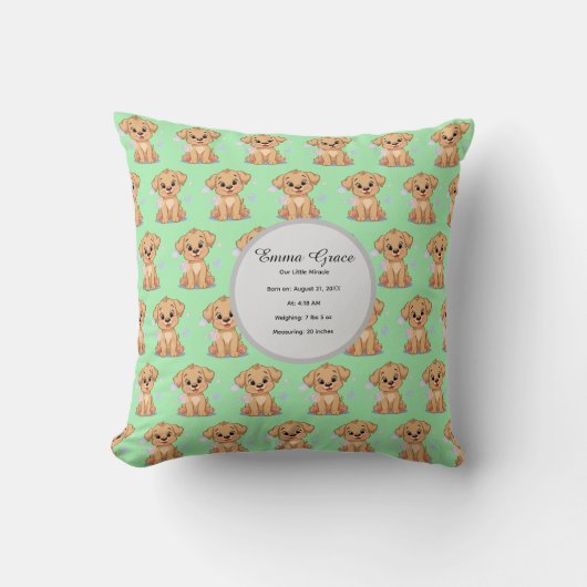 Personalized Puppy Birth Pillow Kussen (Voorkant)