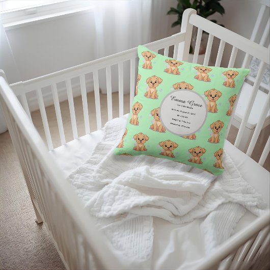 Personalized Puppy Birth Pillow Kussen