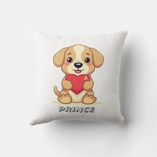 Personalized Puppy Valentine Throw Pillow Kussen (Achterkant)