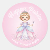 Personalized Purim Sticker – Princess Theme (Voorkant)