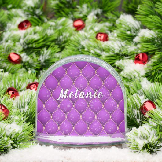 Personalized Purple and Gold Custom Name Sneeuwbol (Kerstmis)