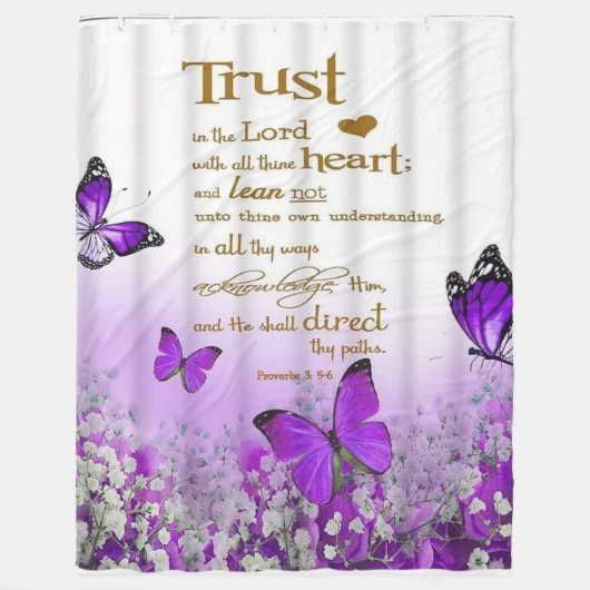 Personalized Purple Butterfly Proverbs 3:5-6 Relig Fleece Deken (Voorkant)