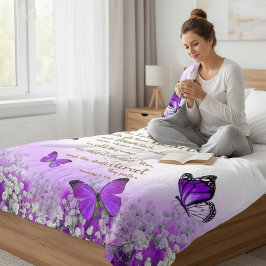 Personalized Purple Butterfly Proverbs 3:5-6 Relig Fleece Deken