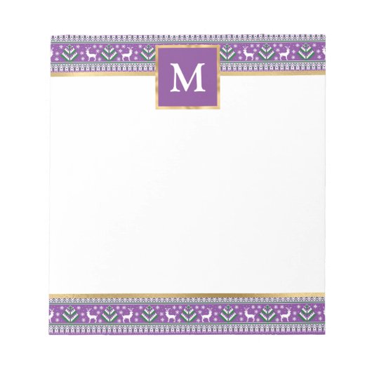 Personalized Purple Christmas Fair Isle Notitieblok (Voorkant)