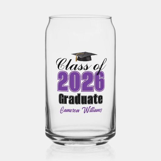 Personalized Purple Class of 2026 Graduation Blikvorm Glas (Voorkant)