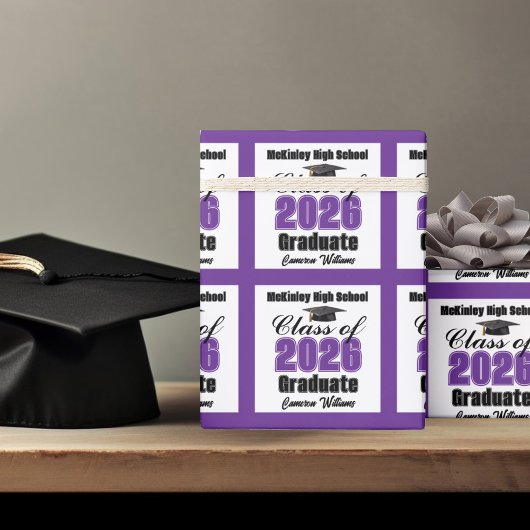 Personalized Purple Class of 2026 Graduation Cadeaupapier