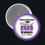 Personalized Purple Class of 2026 Graduation Party Magneet<br><div class="desc">Customize your own purple high school Class of 2026 graduate magnet for a high school or college graduation party. Cool varsity letters for the year on a great custom commemorative keepsake for seniors.</div>