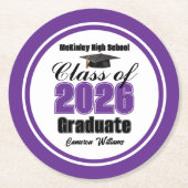 Personalized Purple Class of 2026 Graduation Party Ronde Kartonnen Onderzetter (Voorkant)