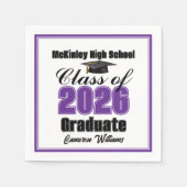 Personalized Purple Class of 2026 Graduation Party Servet (Voorkant)