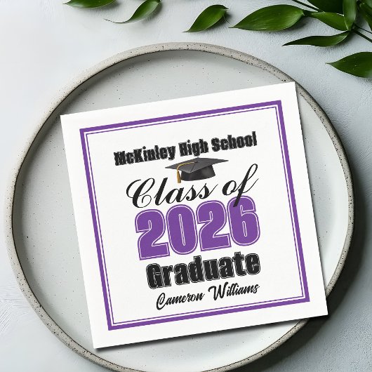 Personalized Purple Class of 2026 Graduation Party Servet