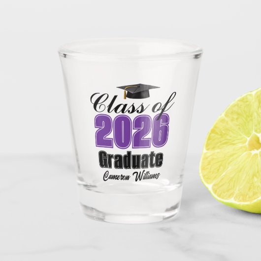 Personalized Purple Class of 2026 Graduation Party Shot Glas (Voorkant)