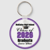 Personalized Purple Class of 2026 Graduation Party Sleutelhanger (Voorkant)