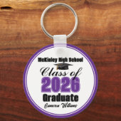 Personalized Purple Class of 2026 Graduation Party Sleutelhanger (Voorkant)