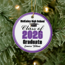 Personalized Purple Class of 2026 Graduation Photo Keramisch Ornament