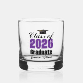 Personalized Purple Class of 2026 Graduation Whisky Glas