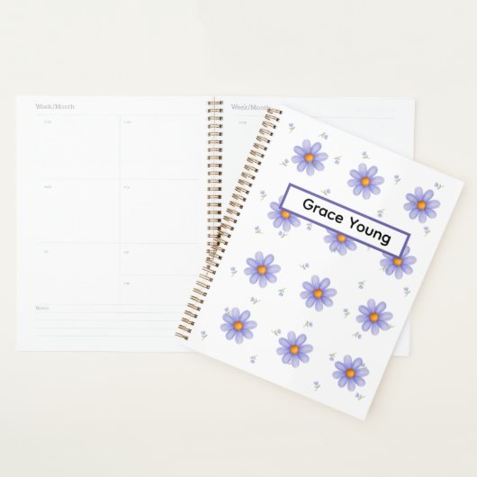 Personalized Purple Daisy Notebook Custom Name Planner (Display)