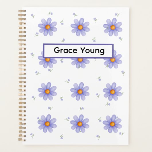 Personalized Purple Daisy Notebook Custom Name Planner (Voorkant)