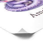 Personalized Purple Dragon Whimsical Nursery Art Foto Afdruk (Hoek)