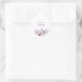 Personalized Purple Floral Birthday  Ronde Sticker (Tas)
