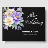 Personalized Purple Floral Bouquet Wedding Gastenboek (Voorkant)