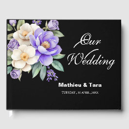 Personalized Purple Floral Bouquet Wedding Gastenboek