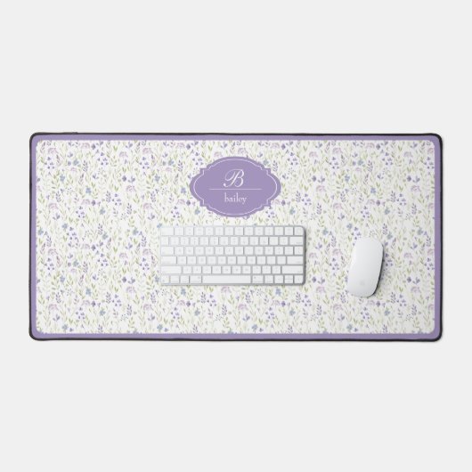 Personalized Purple Floral Bureaumat (Keyboard & Muis)