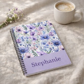 Personalized Purple Floral Elegant Custome Name Notitieboek