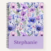 Personalized Purple Floral Elegant Custome Name Notitieboek (Voorkant)