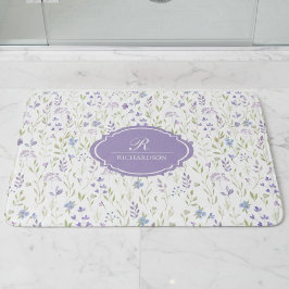 Personalized Purple Floral Monogram Badmat