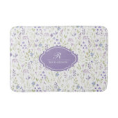 Personalized Purple Floral Monogram Badmat (Voorkant)