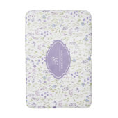 Personalized Purple Floral Monogram Badmat (Voorkant Verticaal)