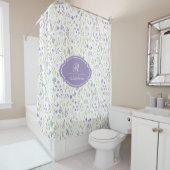 Personalized Purple Floral Monogram Douchegordijn (In situ)