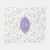 Personalized Purple Floral Monogram Fleece Deken (Voorkant (Horizontaal))