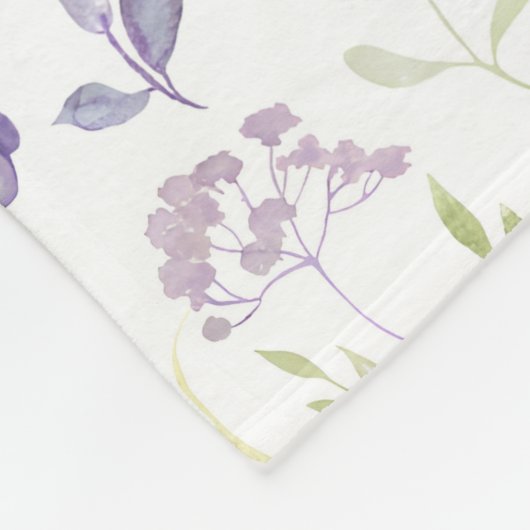 Personalized Purple Floral Monogram Fleece Deken (Hoek)