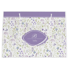 Personalized Purple Floral Monogram Groot Cadeauzakje