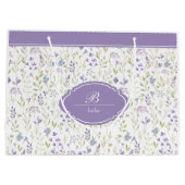 Personalized Purple Floral Monogram Groot Cadeauzakje (Achterkant)