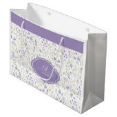 Personalized Purple Floral Monogram Groot Cadeauzakje (Voorkant Gekanteld)