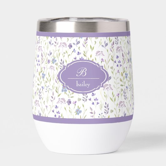 Personalized Purple Floral Monogram Tumbler (Achterkant)