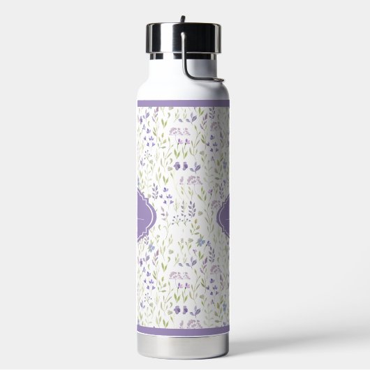 Personalized Purple Floral Monogram Waterfles (Links)