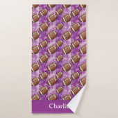 Personalized Purple Football Kids Badhanddoek (Badhanddoek)