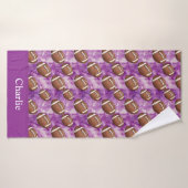 Personalized Purple Football Kids Badhanddoek (Badhanddoek)