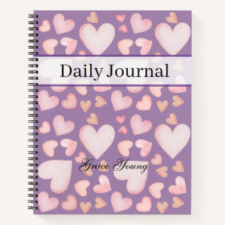 Personalized Purple Heart Daily Journal Custom Notitieboek