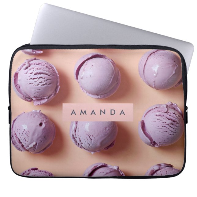 Personalized Purple Ice Cream Scoop  Laptop Sleeve (Voorkant)