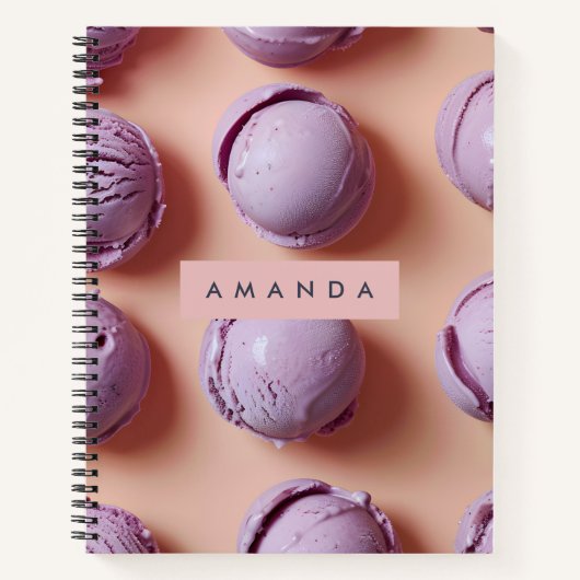 Personalized Purple Ice Cream Scoop  Notitieboek (Voorkant)