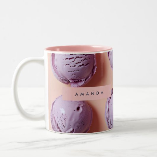 Personalized Purple Ice Cream Scoop Tweekleurige Koffiemok (Links)