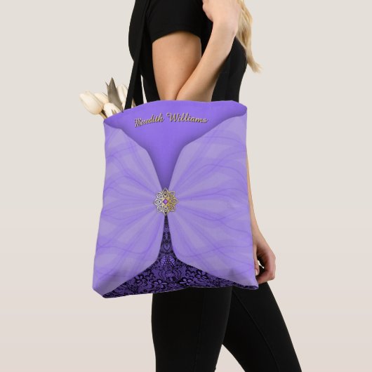 Personalized Purple Jewel Textile Illusion Tote Bag (Dichtbij)